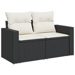 vidaXL Salon de jardin 10 Pièces avec coussins noir résine tressée