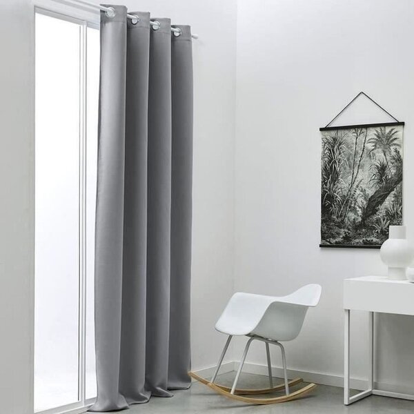 Rideau occultant à oeillets uni Gris 140 x 240 cm