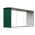 vidaXL Abri de stockage de bois Acier galvanisé 330x92x153 cm Vert