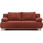 Banquette convertible 3 places MIKA - Velours côtelé Terracotta - Coffre de rangement - 192 x 84 x 93 cm