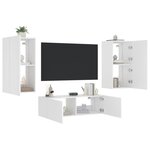 vidaXL Meuble TV muraux 3 Pièces avec lumières LED blanc