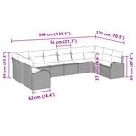 vidaXL Ensemble de Canapés de Jardin à 10 Pièces avec Coussins Noir Poly Rattan