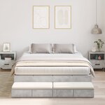 vidaXL Cadre de lit de rangement Gris béton 135x190 cm