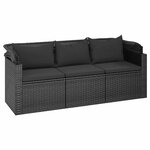 vidaXL Canapé de jardin 3 places avec toit et repose-pieds Noir