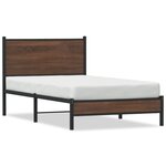 vidaXL Cadre de lit en métal avec tête de lit chêne marron 100x190 cm