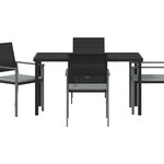 vidaXL Ensemble de salle à manger de jardin 5 pièces avec coussins en poly rotin noir