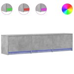 vidaXL Meuble TV avec LED gris béton 165x34x40 cm bois d'ingénierie