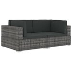 vidaXL Chaises d'angles lot de 2 avec coussins Résine tressée Gris