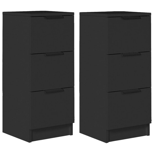 vidaXL Buffets 2 Pièces noir 30x30x70 cm bois d'ingénierie