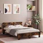 vidaXL Cadre de lit avec tête de lit et LED chêne fumé 120x190 cm