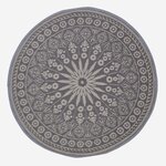 Tapis extérieur terrasse réversible rond - Tapis de jardin imperméable et résistant UV - Mandala - Gris - 170 cm - HOMESCAPES