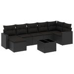 vidaXL Salon de jardin 8 Pièces avec coussins noir résine tressée