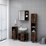 vidaXL Armoire à miroir de salle de bain Chêne fumé 62 5x20 5x64 cm