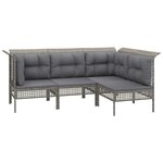 Salon de jardin meuble d'extérieur ensemble de mobilier 13 pièces avec coussins gris résine tressée 02_0015741