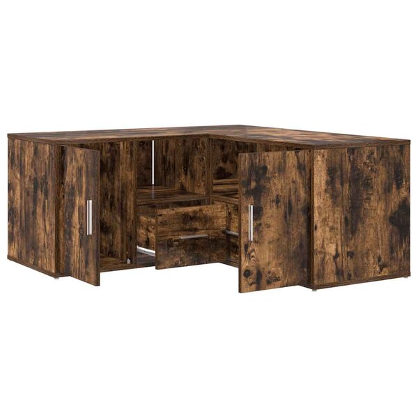 vidaXL Armoire d'angle chêne fumé 160x40x45 cm bois d'ingénierie