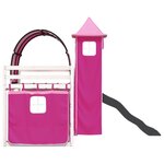 vidaXL Lit superposé avec toboggan et rideaux rose 90x190 cm