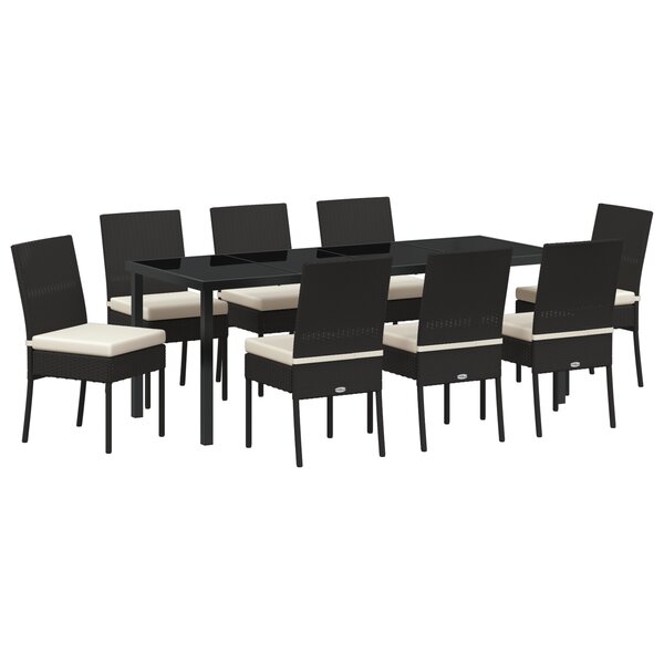 vidaXL Ensemble de Salle à Manger de Jardin 9 Pièces Noir Poly Rattan