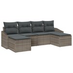 vidaXL Ensemble de Salle à Manger de Jardin 6 Pièces avec Coussins Rattan Poly Gris