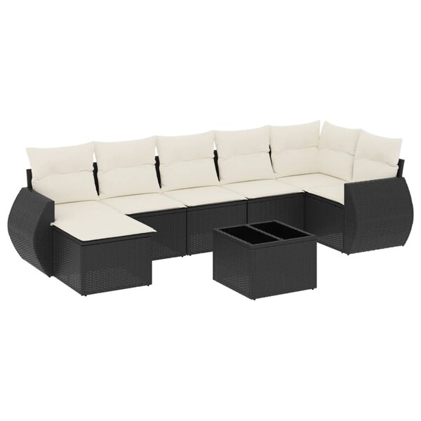 vidaXL Salon de jardin 8 Pièces avec coussins noir résine tressée