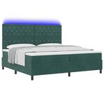 Lit Box Spring vidaXL avec Matelas et LED Vert Foncé 200x200 cm Velours