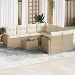 vidaXL Salon de jardin avec coussins 9 Pièces beige résine tressée