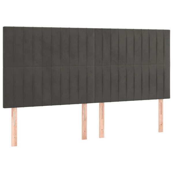 vidaXL Têtes de lit 4 Pièces Gris foncé 80x5x78/88 cm Velours