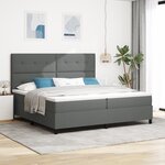 vidaXL Lit Box Spring avec Matelas Gris Foncé 200x200 cm en Tissu
