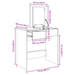 vidaXL Coiffeuse avec miroir sonoma gris 73x46 5x120 cm