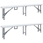 vidaXL Bancs de jardin pliables 2 Pièces 180 cm PEHD Blanc