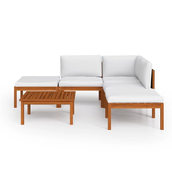Salon de jardin meuble d'extérieur ensemble de mobilier 6 pièces avec coussins crème bois d'acacia solide 02_0016748