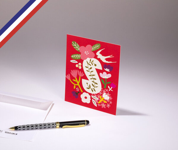Carte simple bouton d'or créée et imprimée en france - la lettre s