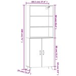 vidaXL Buffet haut Blanc 69 5x34x180 cm Bois d'ingénierie