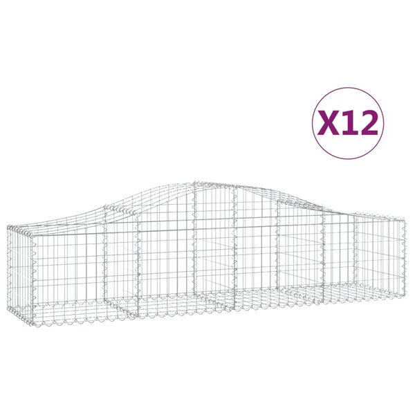 vidaXL Paniers à gabions arqués 12 Pièces 200x50x40/60 cm fer galvanisé