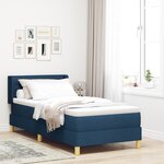 vidaXL Lit à ressort avec matelas bleu 100x200 cm