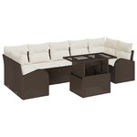 Ensemble de canapé jardin 8 pièces avec coussins Marron Poly Rattan