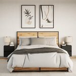vidaXL Tables de chevet murales avec lumières LED 2 Pièces noir