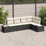 vidaXL Ensemble de canapé de jardin 5 pièces avec coussins en rotin poly noir
