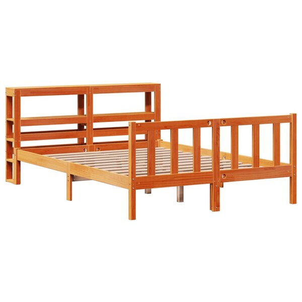 vidaXL Cadre de lit et tête de lit cire marron 150x200 cm bois de pin