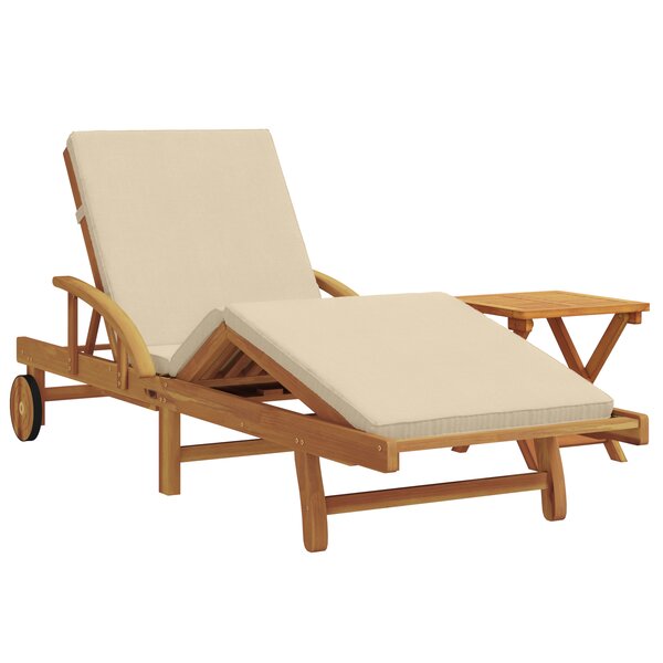 vidaXL Transat avec coussin et table en bois d'acacia beige