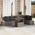vidaXL Ensemble de Canapé de Jardin 7 Pièces avec Coussins Gris Rattan Poly