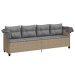 vidaXL Chaise longue avec auvent et coussins beige résine tressée