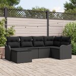 Ensemble de canapé de jardin vidaXL 6 pièces avec coussins noir en poly rotin