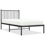 vidaXL Cadre de lit métal avec tête de lit noir 90x190 cm