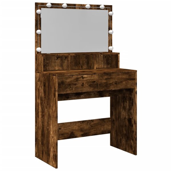 vidaXL Coiffeuse avec LED chêne fumé 80x41x134 5 cm