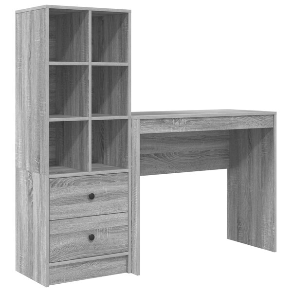 vidaXL Bureau avec rangement gris sonoma en bois d'ingénierie
