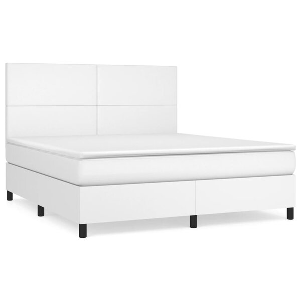 vidaXL Sommier à lattes de lit avec matelas Blanc 180x200cm Similicuir