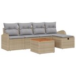 vidaXL Ensemble de sofa de jardin de 6 pièces avec coussins beige en poly rattan