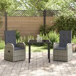 vidaXL Ensemble de salle à manger de jardin 3 pièces avec coussins - Rattan poly gris