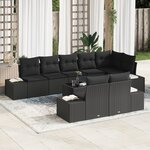 vidaXL Ensemble de canapé de jardin 9 pièces avec coussins Beige en poly-rattan
