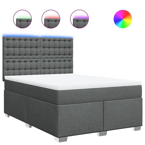 vidaXL Sommier à lattes de lit avec matelas Gris foncé 140x190cm Tissu
